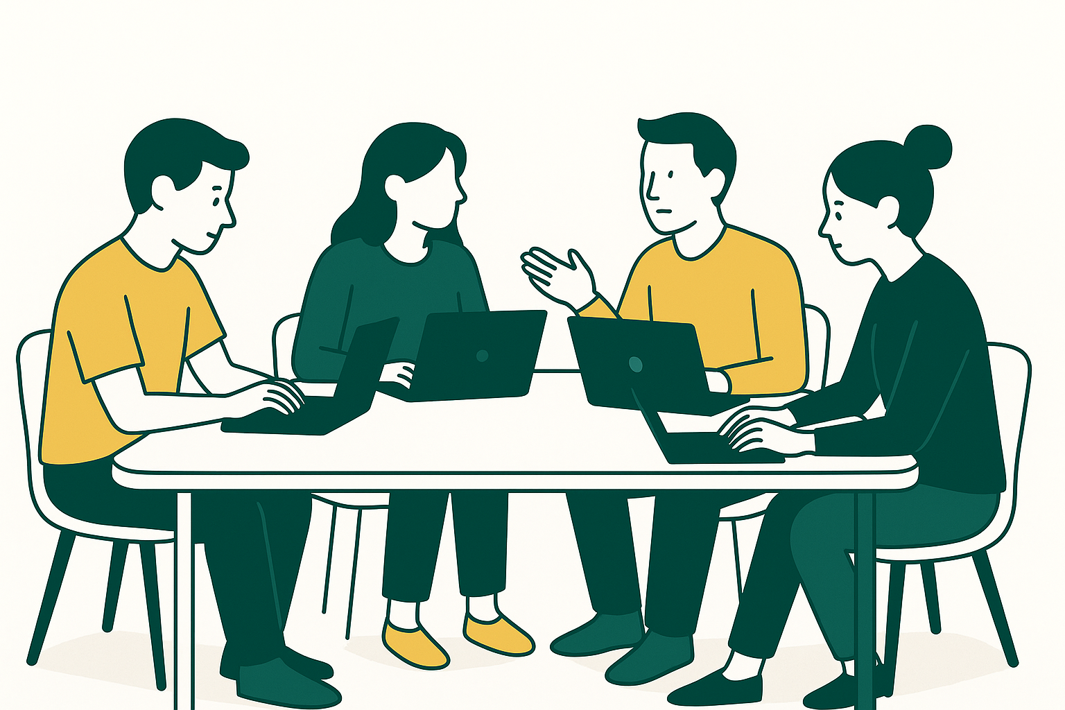 Software development team collaborating on project